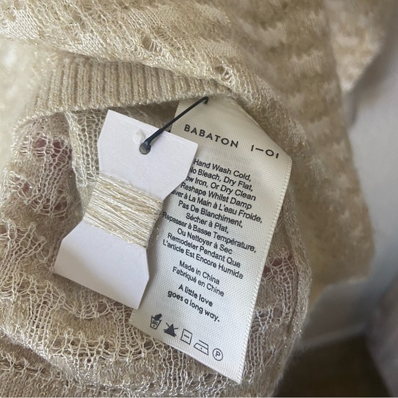 Aritzia Babaton Gold Metallic Oversized Mohair Wool Neutral Sweater XXS - Picture 5 of 9